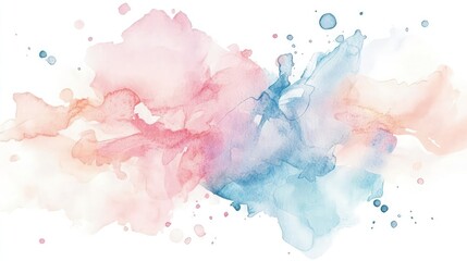 Soft splashes of pastel watercolors in shades of pink, blue, and peach, forming a delicate abstract design for a minimalistic cover, with gentle, flowing transitions.