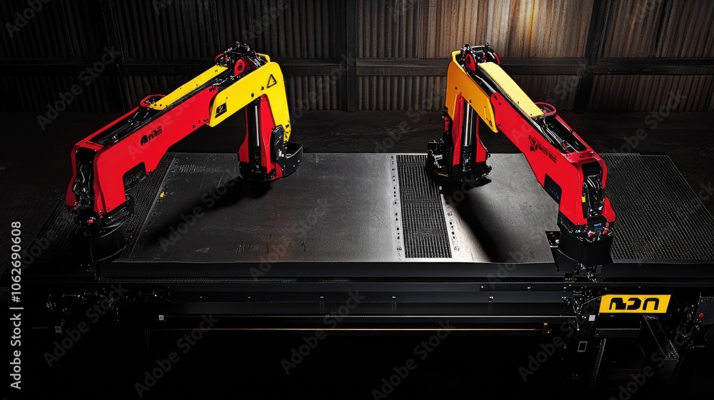 Poster robotic arms in industrial setting for automation process
