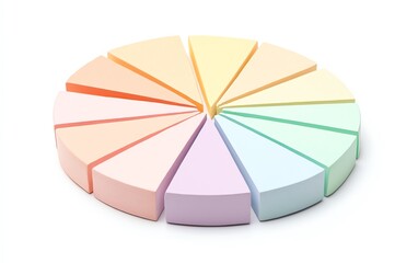 Fototapeta premium Colorful pie chart segments on a white background.