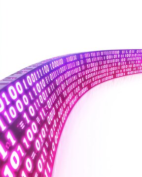 Flow of binary code in vibrant colors on white isolate background.