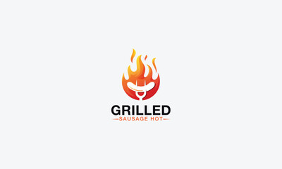 Grilled logo design vector template