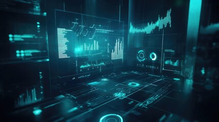 Obraz premium Futuristic Data Visualization in Digital Landscape