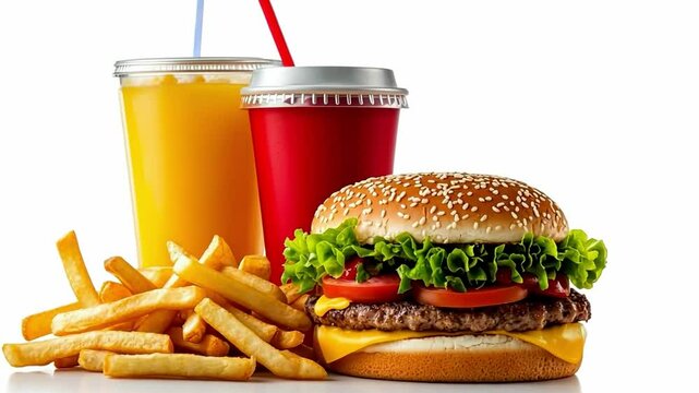 Fast food chain on solid white background,