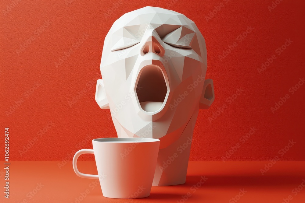 Aufkleber high-resolution 3d model of an abstract fatigue symbol with geometric elements.