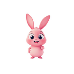 Obraz premium Cute Pink Bunny with Big Eyes