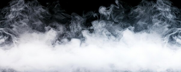 Fototapeta premium Smoke or fog on a black background creating a mysterious atmosphere. Ideal for artistic designs, visuals and abstract compositions.