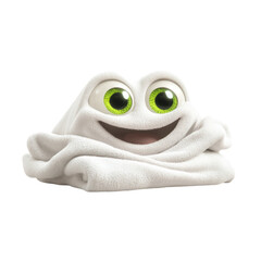 Fototapeta premium Cute Fuzzy Creature with Big Green Eyes