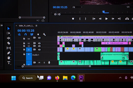 Timeline video and sounds of video editing. Windows 11, Yogyakarta, Indonesia December 25, 2022