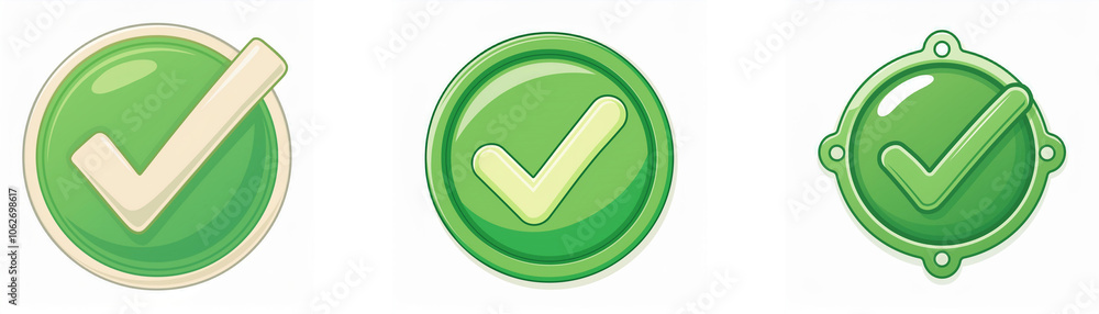 Poster three green checkmarks in different styles.