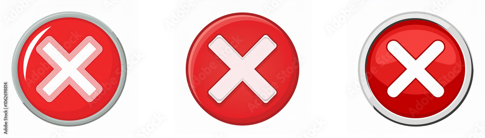 Aufkleber three red circles with a white x in the center.
