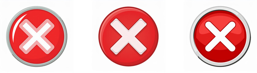 Obraz premium Three red circles with a white x in the center.