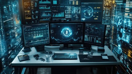 Advanced Cryptocurrency Trading Setup with Monitors