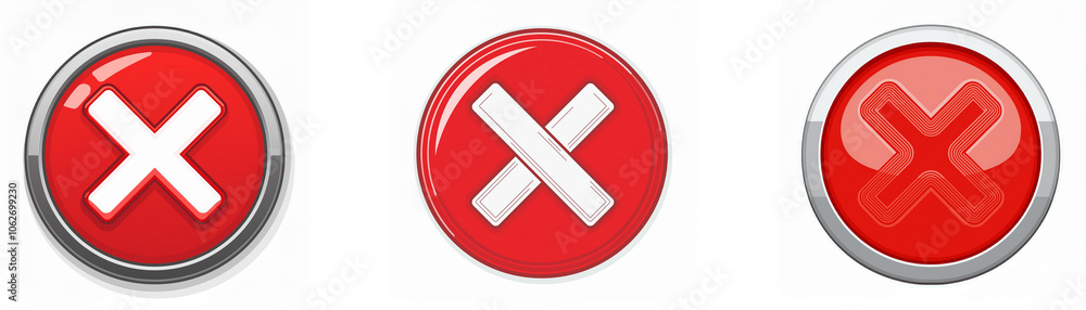 Aufkleber three red round buttons with white 