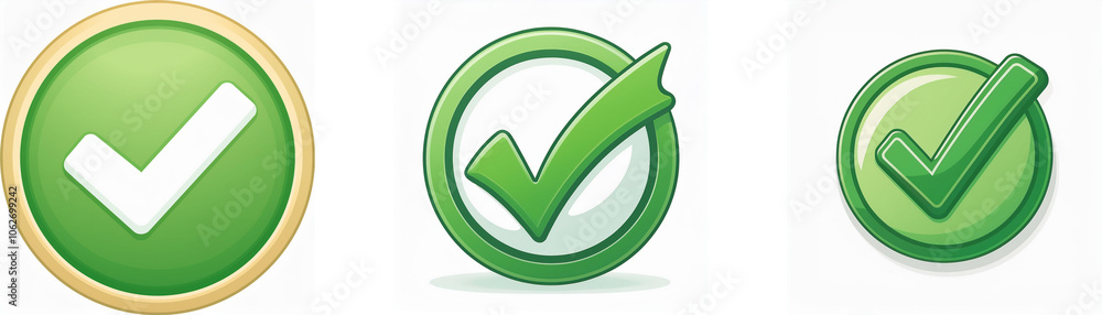 Aufkleber three green check marks in different styles.