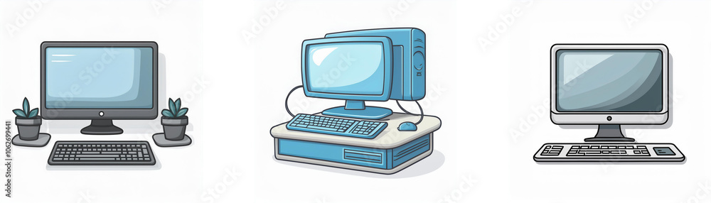 Leinwandbilder three computer desktops with varying styles and sizes.