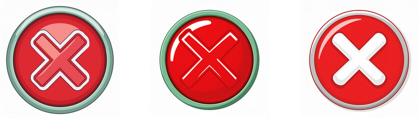 Obraz premium Three red circular buttons with an 