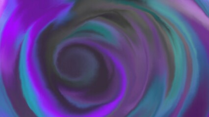 A swirling abstract vortex of vibrant purples, blues, and greens, creating a mesmerizing, dreamlike effect with a soft, blended texture.