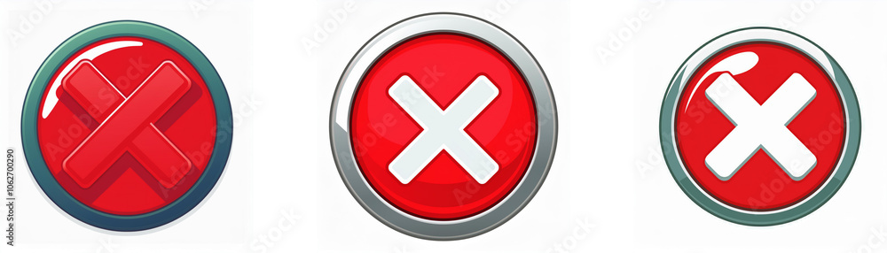 Aufkleber Three circular buttons, each with a white 