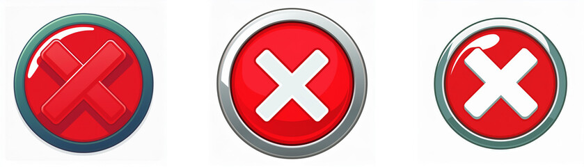 Obraz premium Three circular buttons, each with a white 