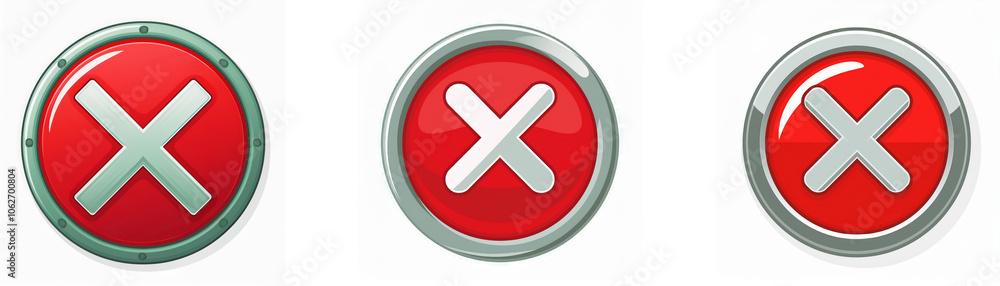 Aufkleber three red circular buttons with white 