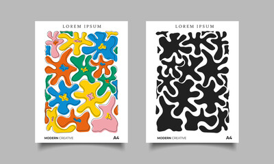 Obraz premium abstract colorful doodle organic shape for wall art or poster design.colorful matisse art black style decoration