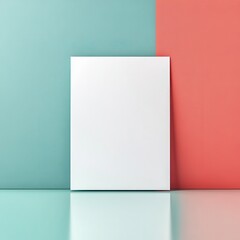 Naklejka premium Blank White Greeting Card Mockup on Soft Red and Mint Green Background