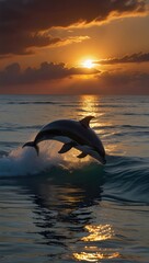 Fototapeta premium PAISAJE MARINO DE DELFINES