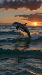 PAISAJE MARINO DE DELFINES