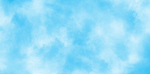 soft and cloudy fresh watercolor painting textured design on white paper, Grunge aquarelle painted sky blue watercolor textured, natural clear clouds in the blue sky background.