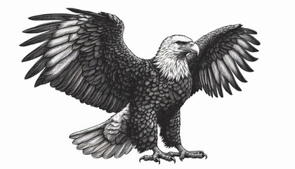 Obraz premium an eagle, sketch engraving illustration. Scratch board imitation. Black and white image.