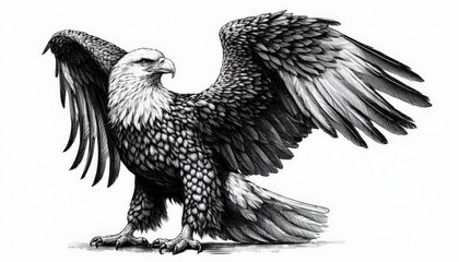 Fototapeta premium an eagle, sketch engraving illustration. Scratch board imitation. Black and white image.