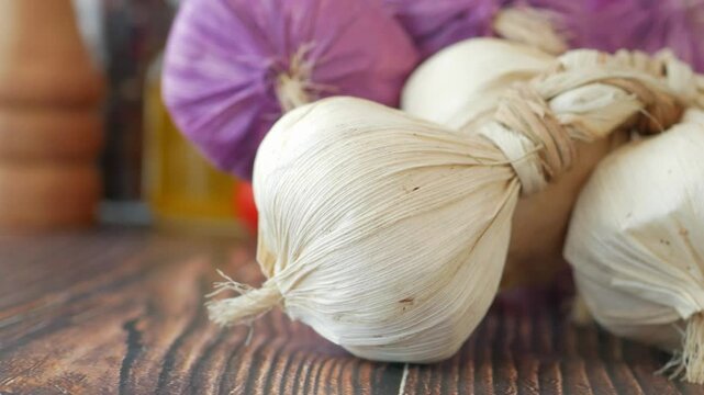 close up pf garlic on white background,