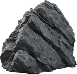 Large dark rock formation isolated on transparent background
