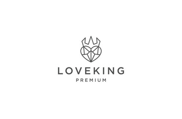 Love king with line art style logo icon design template flat vector