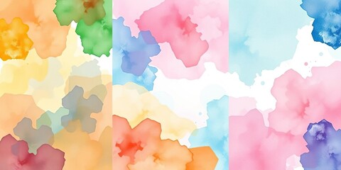 Obraz premium Bundle set of vibrant and artistic watercolor backgrounds in vector format for business card or flyer design, business card, watercolor, colorful