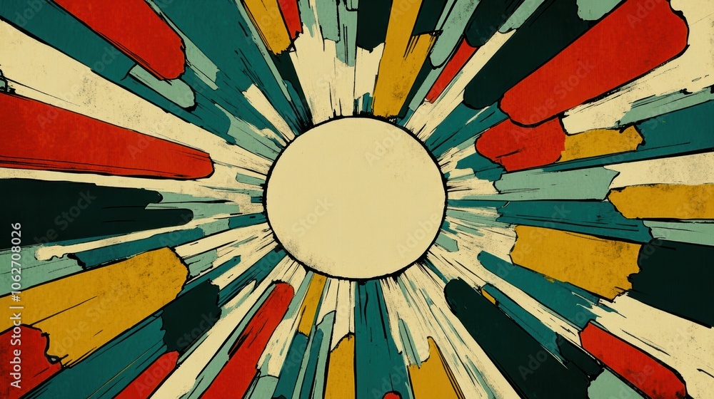 Aufkleber colorful abstract rays emanating from a central point, perfect for design and artistic projects.