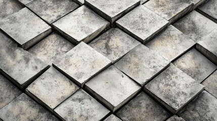 Close-up of textured concrete tiles arranged in a geometric pattern, showcasing a unique structural design.