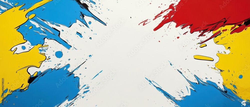 Poster colorful paint splashes create a vibrant backdrop with vivid hues and dynamic shapes, perfect for ar