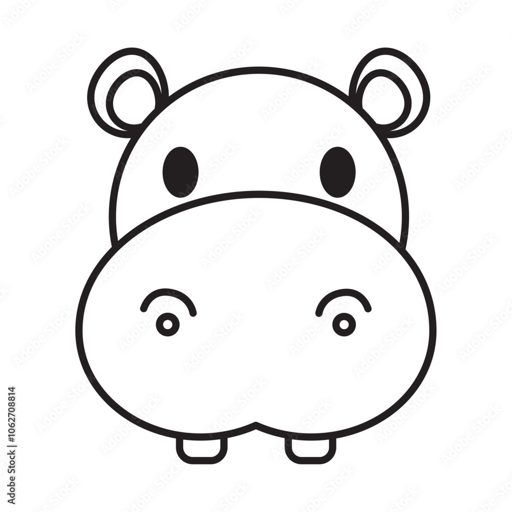 Poster hippo head animal icon