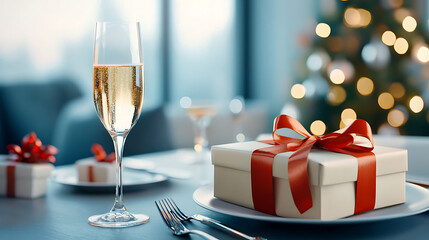 Celebrating in style a festive gathering with champagne and gifts to mark the joyous occasion