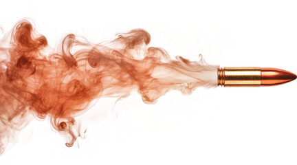 Bullet with smoke trail on transparent background, dynamic motion concept