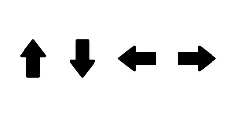 Up, down, left, and right arrow icon in rounded corner. Upward, downward, leftward, and rightward sign symbol