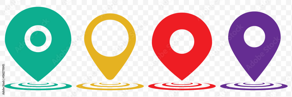 Poster set of map pin location icons. modern map markers. map pin place marker. location icon. map marker p