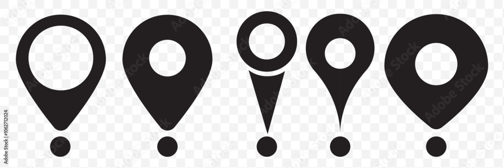 Poster set of map pin location icons. modern map markers. map pin place marker. location icon. map marker p