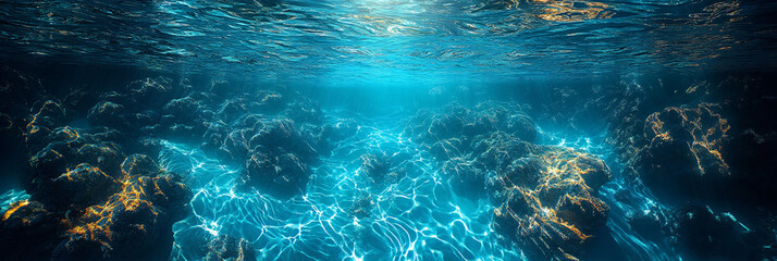 A serene underwater view featuring gentle ripples and a soothing blue gradient, ideal for backgrounds, relaxation themes, wellness events, or aquatic-themed designs.