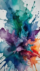 Vibrant Abstract Watercolor Paint Splash Explosion
