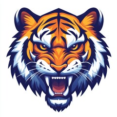 Fototapeta premium Colorful tiger face drawing bright colored t-shirt design vector illustration.