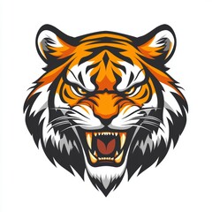 Colorful tiger face drawing bright colored t-shirt design vector illustration.