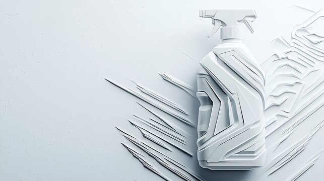 Discover the innovative design of a professional cleaner bottle with a dynamic double-exposure effect