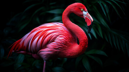Fototapeta premium Flamingo isolated on a dark background